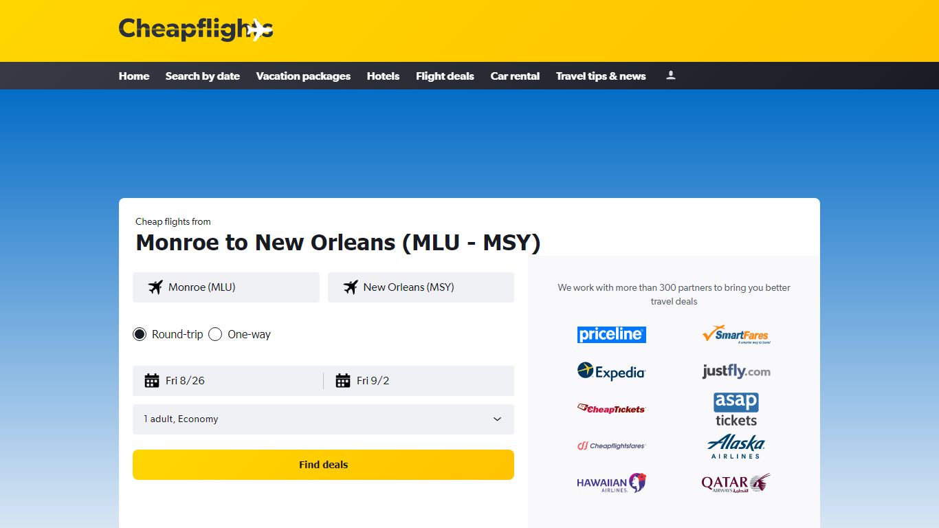 Flights from Monroe, LA to New Orleans, LA from $480 - Cheapflights.com